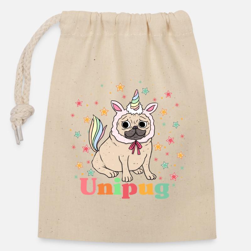 unipug graphic - Closable cotton gift bag (14x20cm) - nature