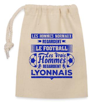 les vrais hommes regardent LYONNAIS club de foot - Sac cadeau en coton avec cordon (14 x 20 cm) - nature - Devant