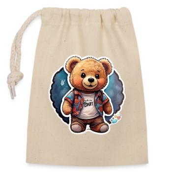Mode & plus « Heartbreaker Bear » 🧸❤ - Sac cadeau en coton avec cordon (14 x 20 cm) - nature - Devant