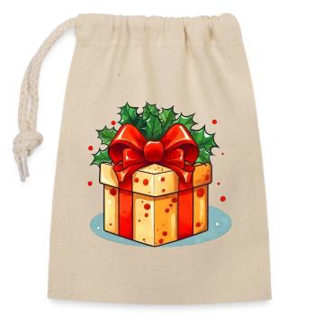 Christmas gift - Closable cotton gift bag (14x20cm) - nature - Front