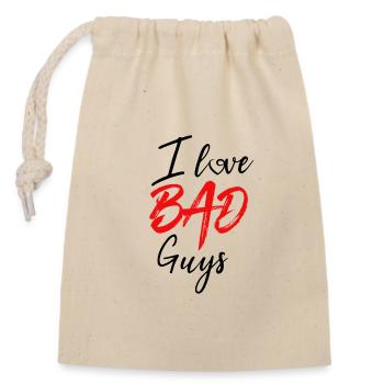 I love bad boys - Closable cotton gift bag (14x20cm) - nature - Front