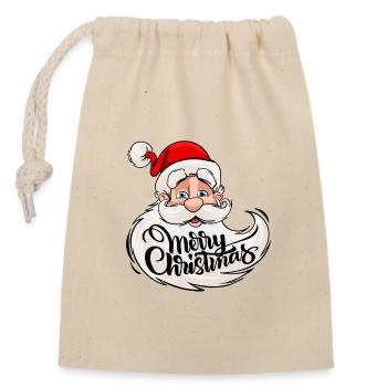 Christmas Santa Claus / Christmas - Closable cotton gift bag (14x20cm) - nature - Front