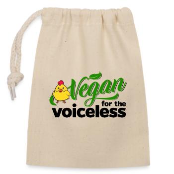 Vegan pour les sans voix (poulet) - Sac cadeau en coton avec cordon (14 x 20 cm) - nature - Devant