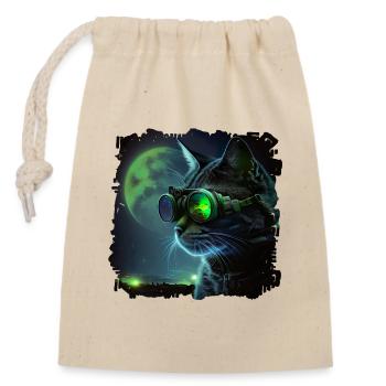 Cats don't need a night vision device - Closable cotton gift bag (14x20cm) - nature - Front
