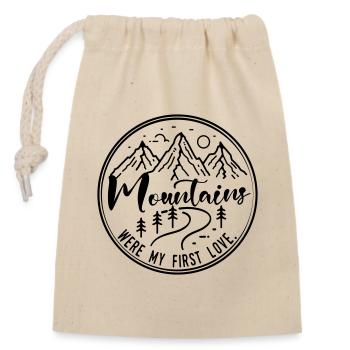 Mountains were my first love - Verschließbarer Geschenkbeutel aus Baumwolle (14x20cm) - Natur - Vorne