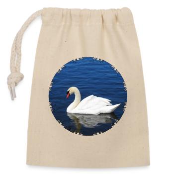 Cygne muet gracieux - Sac cadeau en coton avec cordon (14 x 20 cm) - nature - Devant