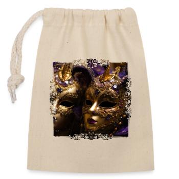 Venetian masks are known worldwide - Closable cotton gift bag (14x20cm) - nature - Front