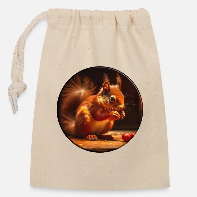 Les écureuils sont des rongeurs câlins - Sac cadeau en coton avec cordon (14 x 20 cm) - nature