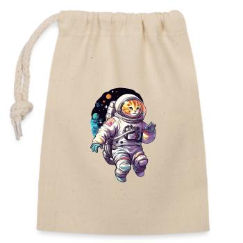 Astronaute de l’espace Cat - Sac cadeau en coton avec cordon (14 x 20 cm) - nature - Devant