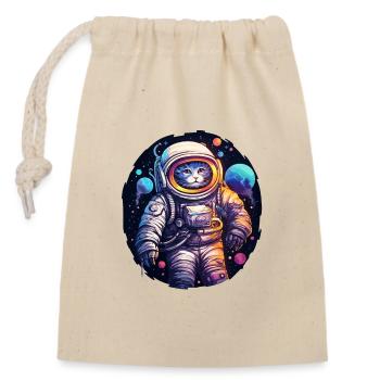 Univers des astronautes de l’espace Cat - Sac cadeau en coton avec cordon (14 x 20 cm) - nature - Devant