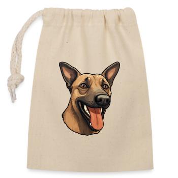 Malinois Hundegesicht Belgischer Schäferhund - Verschließbarer Geschenkbeutel aus Baumwolle (14x20cm) - Natur - Vorne