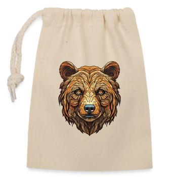 Grizzly Bear Face - Wilderness Emblem - Closable cotton gift bag (14x20cm) - nature - Front