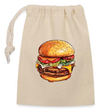 Cheeseburger Freude - Verschließbarer Geschenkbeutel aus Baumwolle (14x20cm) - Natur - Vorne