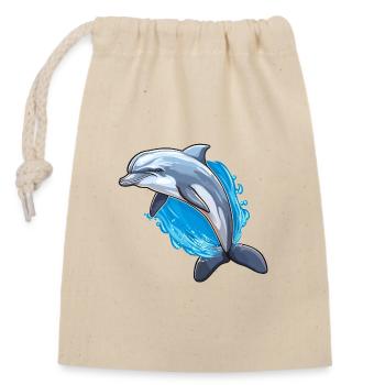 Dolphin - Coastal Harmony - Closable cotton gift bag (14x20cm) - nature - Front