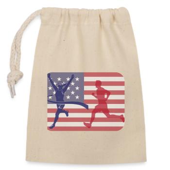 USA Marathon - Sac cadeau en coton avec cordon (14 x 20 cm) - nature - Devant