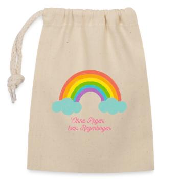 Kiwu (IUI, IVF, ICSI) - Ohne Regen kein Regenbogen - Verschließbarer Geschenkbeutel aus Baumwolle (14x20cm) - Natur - Vorne