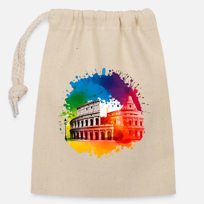 Rom muss man erleben - Verschließbarer Geschenkbeutel aus Baumwolle (14x20cm) - Natur