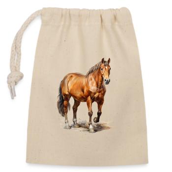 Les chevaux jouent un rôle particulier - Sac cadeau en coton avec cordon (14 x 20 cm) - nature - Devant