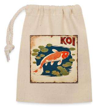 Koi Vintage Schild - Verschließbarer Geschenkbeutel aus Baumwolle (14x20cm) - Natur - Vorne