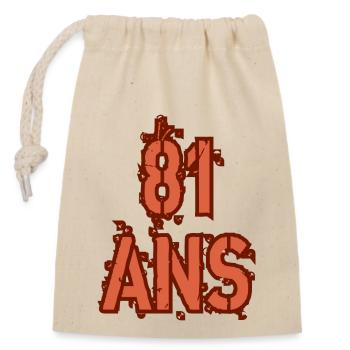 81 ANS - Sac cadeau en coton avec cordon (14 x 20 cm) - nature - Devant