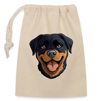 Rottweiler Hund - Verschließbarer Geschenkbeutel aus Baumwolle (14x20cm) - Natur - Vorne