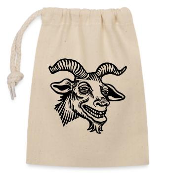 Steinbock Ziege - Verschließbarer Geschenkbeutel aus Baumwolle (14x20cm) - Natur - Vorne
