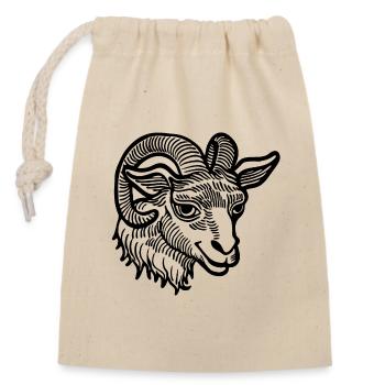 Steinbock Ziege - Verschließbarer Geschenkbeutel aus Baumwolle (14x20cm) - Natur - Vorne