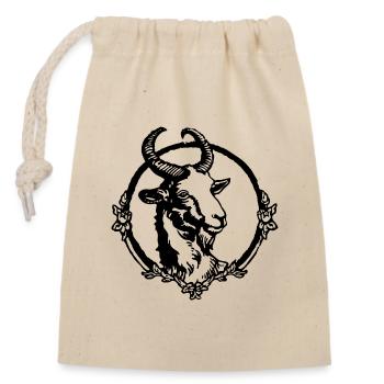 Steinbock Ziege - Verschließbarer Geschenkbeutel aus Baumwolle (14x20cm) - Natur - Vorne