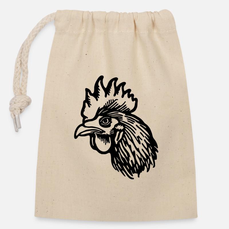 Huhn Hühnerstall - Verschließbarer Geschenkbeutel aus Baumwolle (14x20cm) - Natur