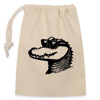 Crocodile Alligator - Closable cotton gift bag (14x20cm) - nature - Front