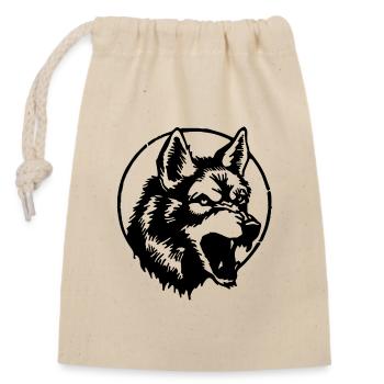 Wolf - Verschließbarer Geschenkbeutel aus Baumwolle (14x20cm) - Natur - Vorne