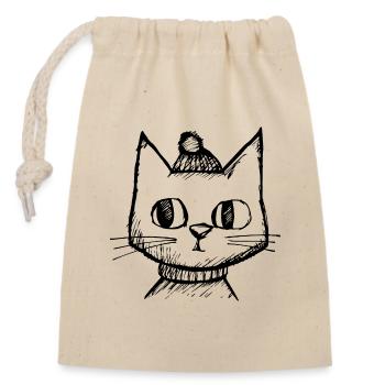 Chat Chats Visage de chat - Sac cadeau en coton avec cordon (14 x 20 cm) - nature - Devant