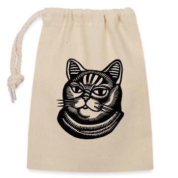 Chat Chats Visage de chat - Sac cadeau en coton avec cordon (14 x 20 cm) - nature - Devant