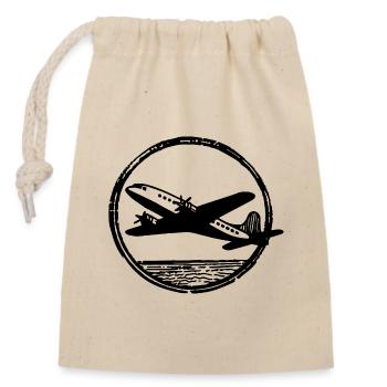 Flugzeug Pilot Flugplatz Flugsport - Verschließbarer Geschenkbeutel aus Baumwolle (14x20cm) - Natur - Vorne