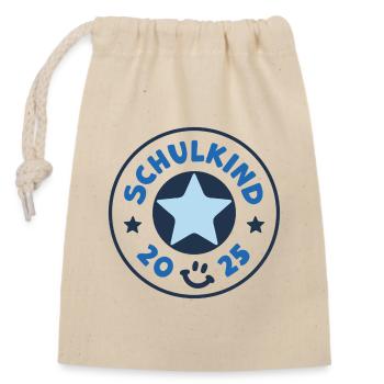 Schulkind 2025 Einschulung Schulanfang Erstklassig - Verschließbarer Geschenkbeutel aus Baumwolle (14x20cm) - Natur - Vorne