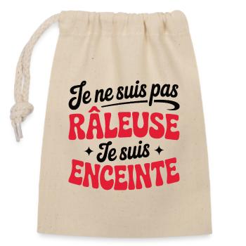 Grossesse Humour Maman Enceinte Raleuse - Sac cadeau en coton avec cordon (14 x 20 cm) - nature - Devant