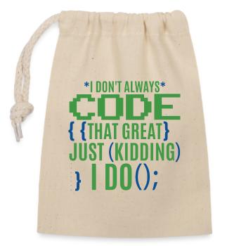 Funny Coder Programmer IT - Closable cotton gift bag (14x20cm) - nature - Front