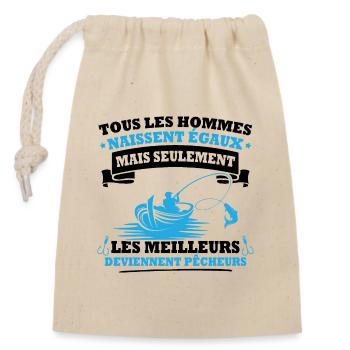 Les meilleurs deviennent pêcheurs - Sac cadeau en coton avec cordon (14 x 20 cm) - nature - Devant