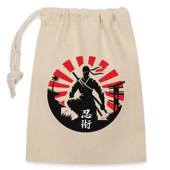 Ninjutsu - Ninja Silhouette - Shadow Warrior - Closable cotton gift bag (14x20cm) - nature - Front