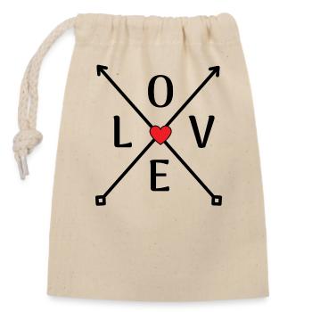 LOVE - Sac cadeau en coton avec cordon (14 x 20 cm) - nature - Devant