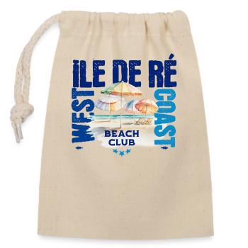 Ile de Ré Beach club - Closable cotton gift bag (14x20cm) - nature - Front