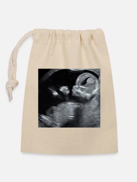 Fötus Silhouette Ultraschall - Verschließbarer Geschenkbeutel aus Baumwolle (14x20cm) - Natur