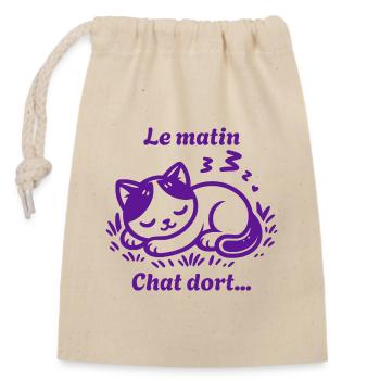 Chat Dort Chat Mignon Pas Du Matin - Sac cadeau en coton avec cordon (14 x 20 cm) - nature - Devant