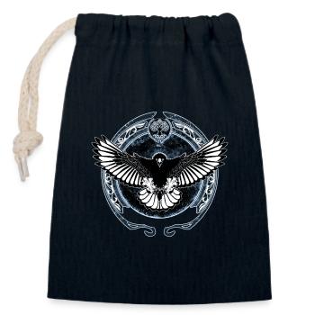 faucon celtique - Sac cadeau en coton avec cordon (14 x 20 cm) - bleu marine - Devant
