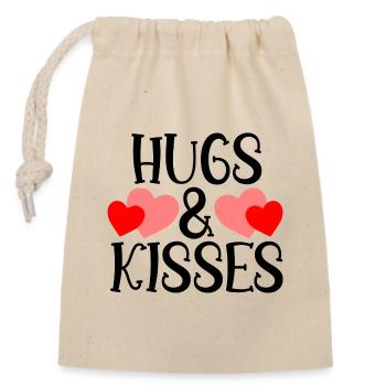 Câlins & Bisous Cœurs - Sac cadeau en coton avec cordon (14 x 20 cm) - nature - Devant