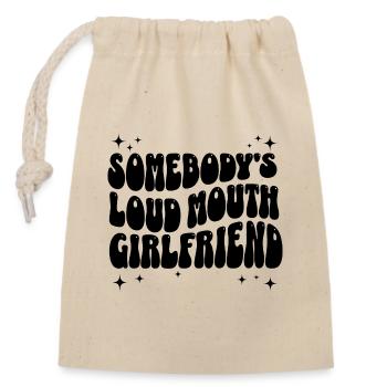 Humorous phrase girlfriend - Closable cotton gift bag (14x20cm) - nature - Front