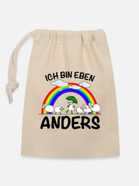 Anders sein Einzigartig - Verschließbarer Geschenkbeutel aus Baumwolle (14x20cm) - Natur