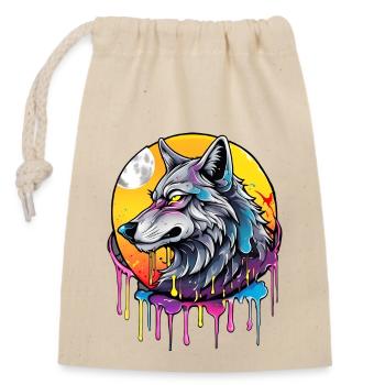 Loup / Meute / Forêt / Sauvage / Faune / Hurlement - Sac cadeau en coton avec cordon (14 x 20 cm) - nature - Devant