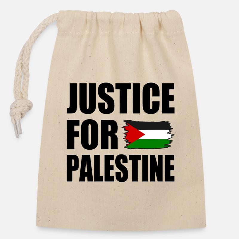Justice for palestine - Closable cotton gift bag (14x20cm) - nature