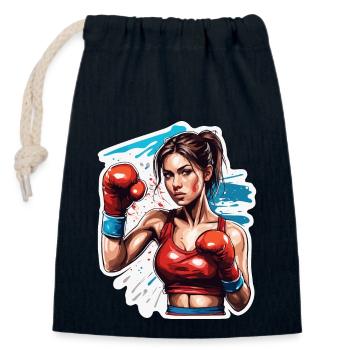 Boxer / Sport / Kampf / Arena / Boxring / Fäuste - Verschließbarer Geschenkbeutel aus Baumwolle (14x20cm) - Navy - Vorne